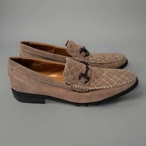 Eleganza Men's Loafers Slip-on Dress Shoes Suede Beige Size 12